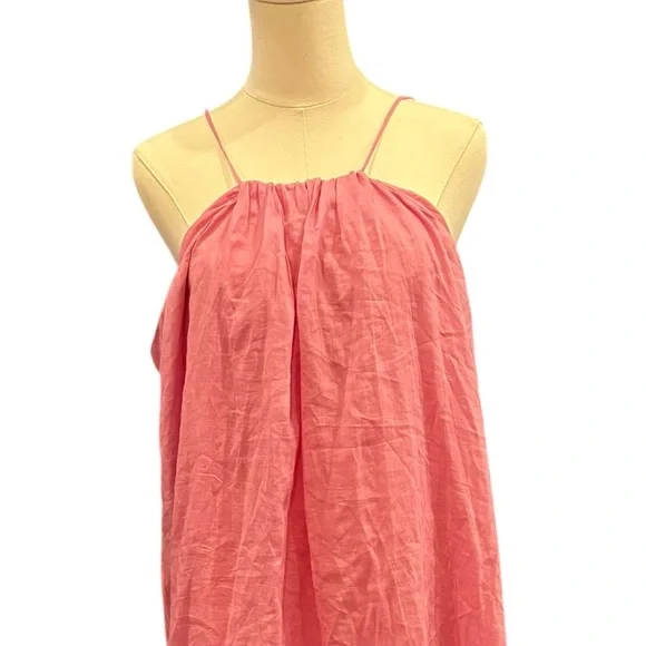 Massimo Dutti Long Gathered Pink Dress With a Halter Neckline  in Sz S - Picture 7 of 10